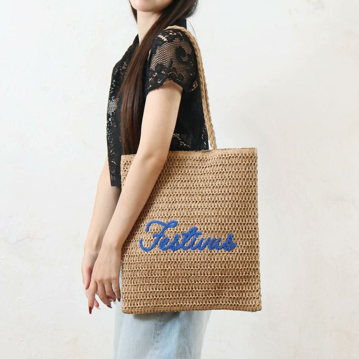 インド 水色×ゴールド刺繍のアナルカリセット 【53A-15】 雑材サガラ刺繍フラットトート aristellaの商品ページ|ポルカポルカ
