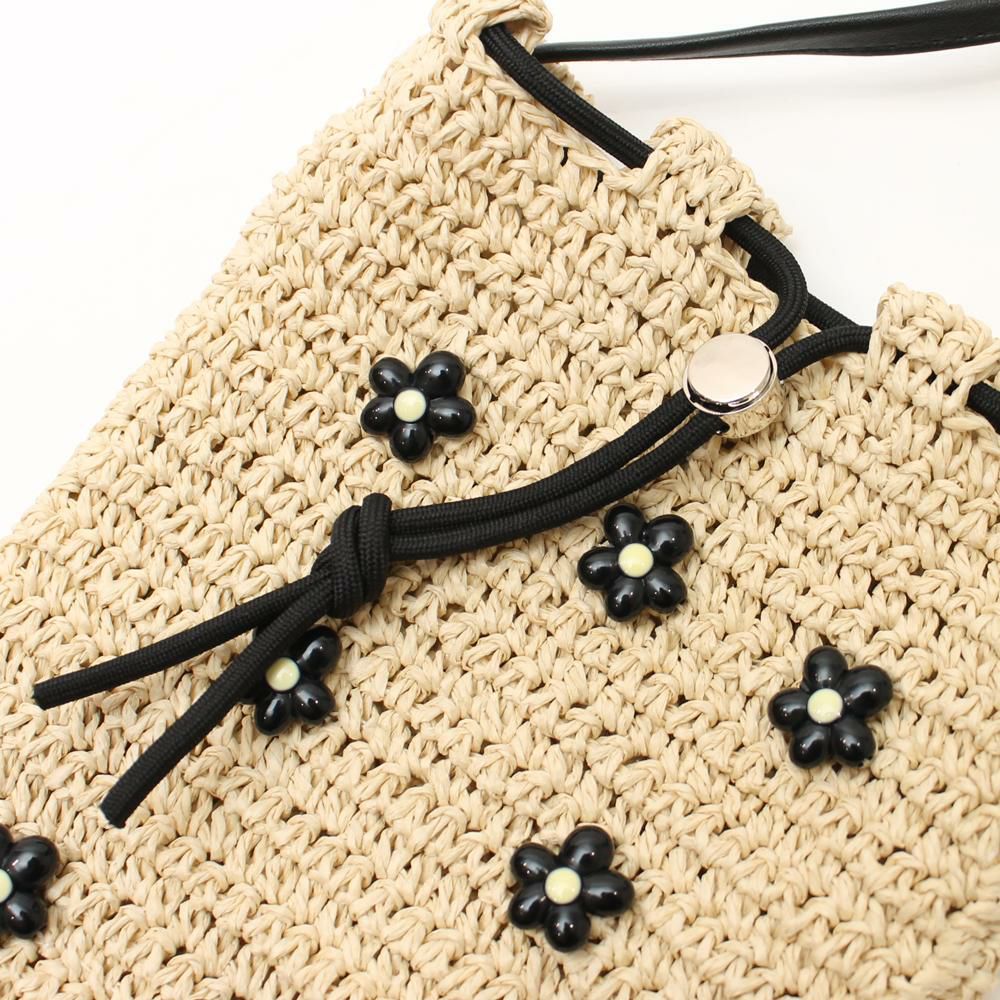 メタルビーズ　金　ビーズ織り　花柄巾着ポーチ 雑材フラワービーズ巾着ショルダー aristellaの商品ページ|ポルカポルカ