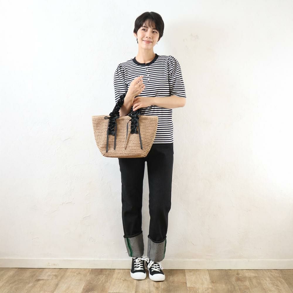 雑材フリルハンドルリボントート aristellaの商品ページ|ポルカポルカ