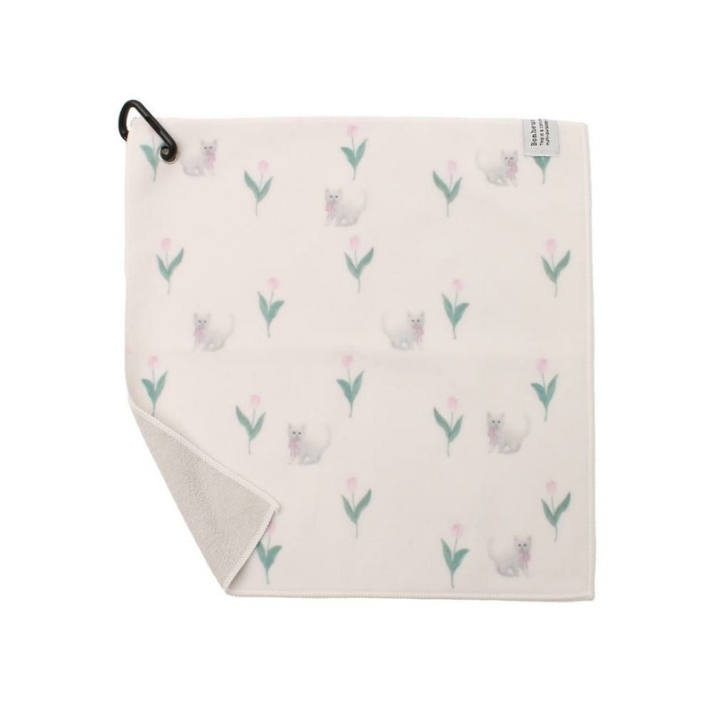 シロネコ×チューリップ