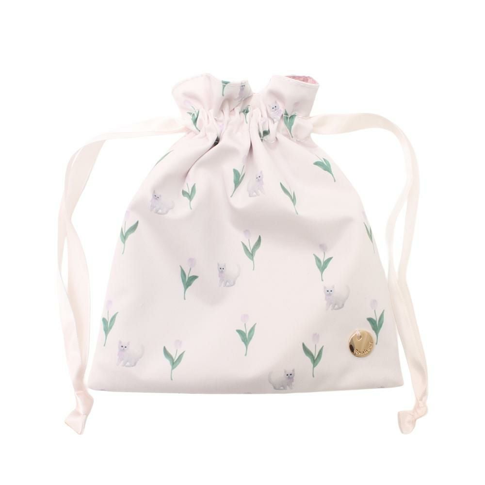 シロネコ×チューリップ