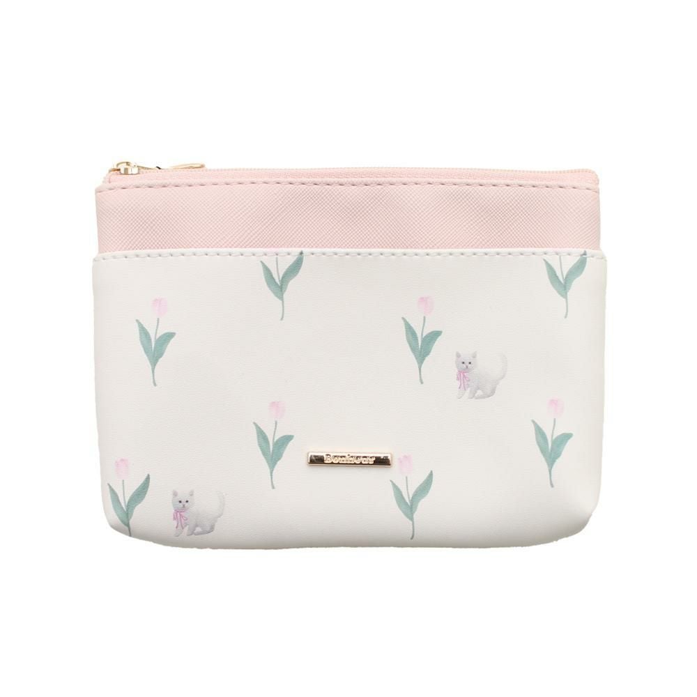 シロネコ×チューリップ