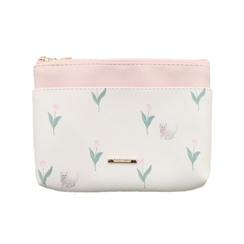 シロネコ×チューリップ