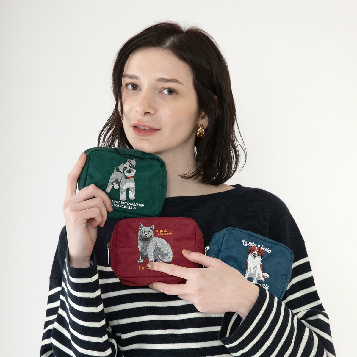 アニマル刺繍ポーチの商品ページ|ポルカポルカ